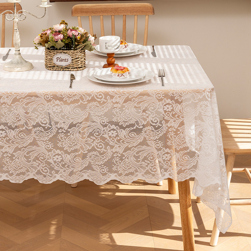 Mantel de encaje especial transfronterizo Mantel de comedor rectangular francés Atmósfera de alta calidad Decoración Mesa de té bordada al por mayor