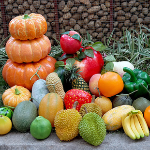 Simulation large fruit and vegetable model fake large strawberry pumpkin pepper peach orange honeydew melon photography decorative props