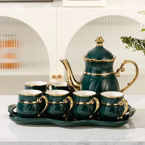 Green Swan 1 pot, 6 cups, 1 lotus leaf plate gift box