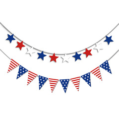 跨境美國國慶節學校教室氣氛布置五角星拉花星條旗三角旗批發定製
