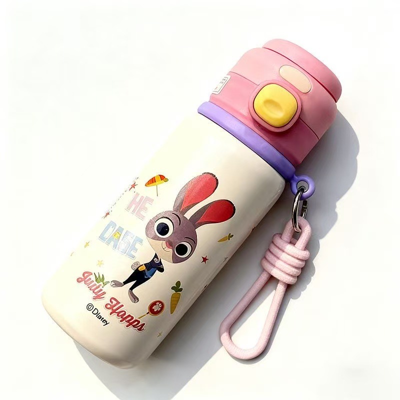 Mad Animal City Judy Nick Taza de calentamiento para chicas lindas tazas de paja portátiles para estudiantes de escuela primaria doble hervidor de agua