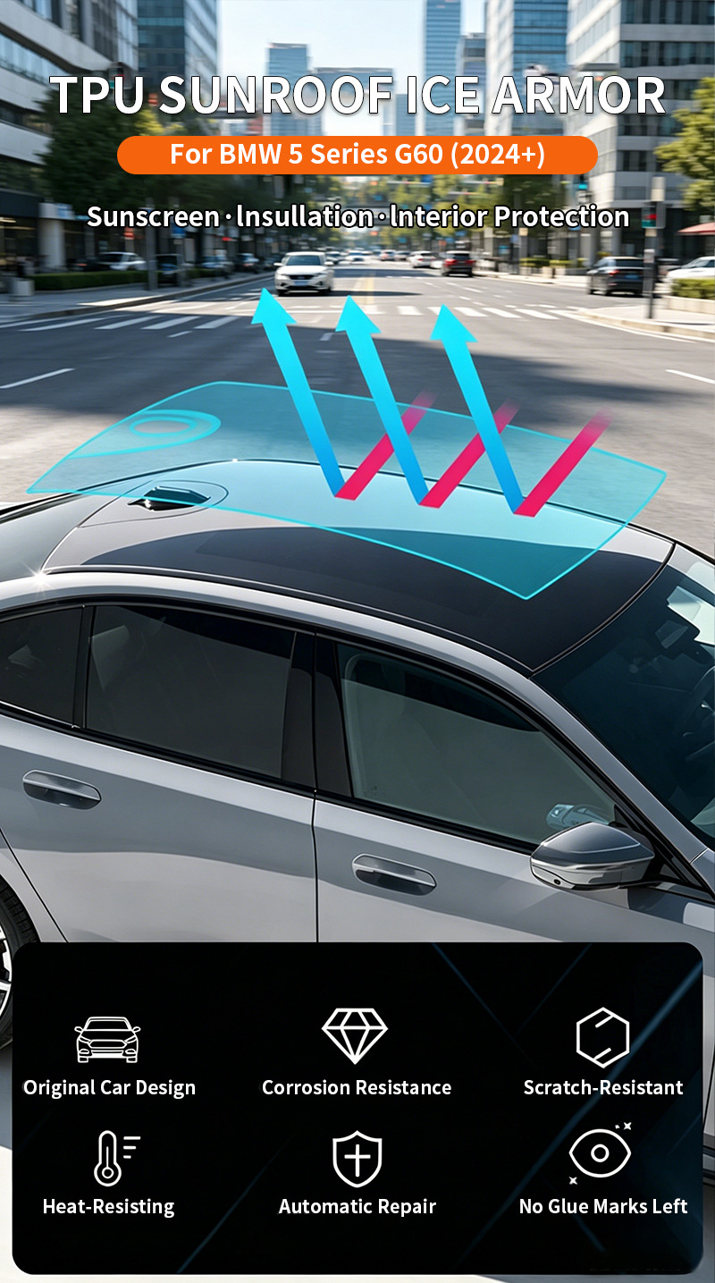 Suitable for 20-24 Model S Cross-Border Exclusive Tpu Sunroof Ice Armor Black Crystal Ice Armor Heat Insulation Film Pre-Cut