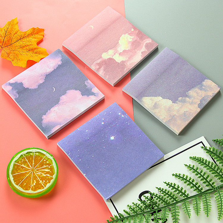 Starry Sky Sticky Notes High-Value Limited Edition Student Reusable Sticky Notes Tearable Memo Message Reminder Labels