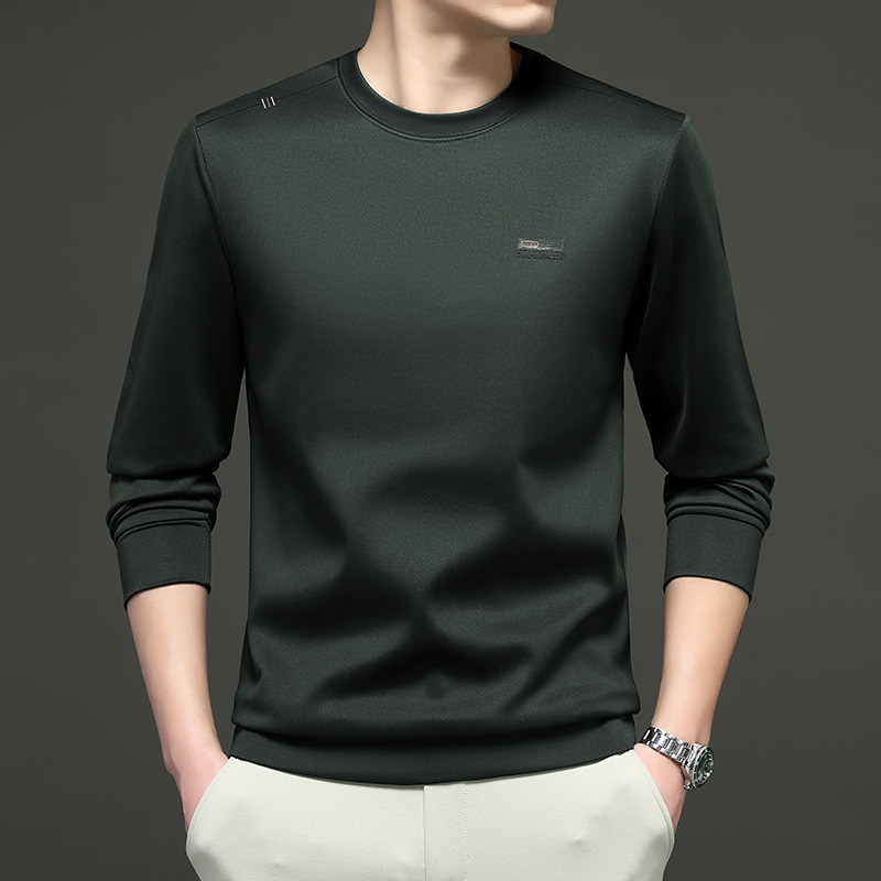 Trendy Tiktok Spring and Autumn New Round Neck Sweatshirt for Men, Silk Skin-Friendly Breathable Base Layer T-Shirt, Dropshipping Trendy Tiktok Spring and Autumn New Round Neck Sweatshirt for Men, Silk Skin-Friendly Breathable Base Layer T-Shirt, Dropshipping