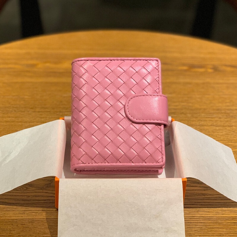 Woven Wallet Women's Short Multi-Functional Foldableing Buckle Coin Bag Card Holder All-In-One Niche Designer Ins Woven Wallet Women's Short Multi-Functional Foldableing Buckle Coin Bag Card Holder All-In-One Niche Designer Ins