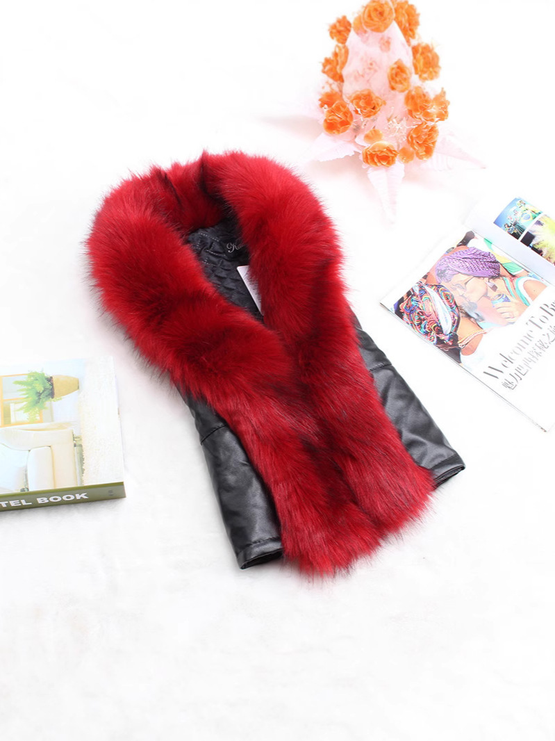 AliExpress falso Cuello de piel de mapache Chaleco corto de las mujeres Otoño e Invierno algodón Delgado Chaleco de piel sintética chaleco