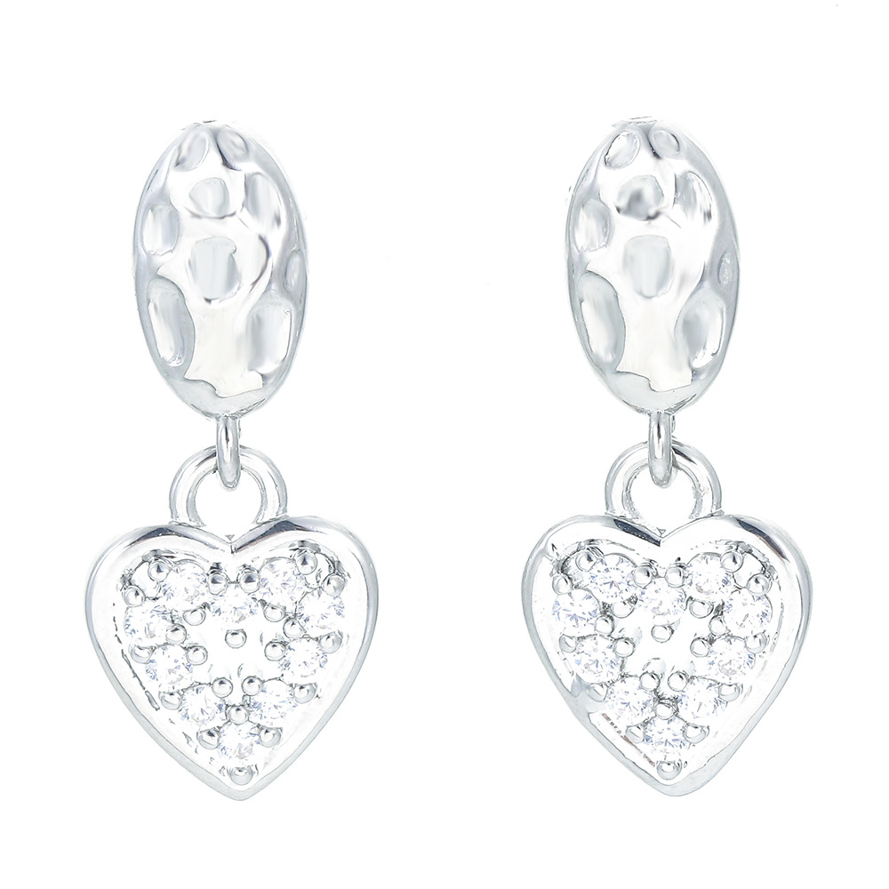 Women'S Gender Fashion Heart Shape Copper Drop Earrings Plating Inlay Zircon Copper Earrings