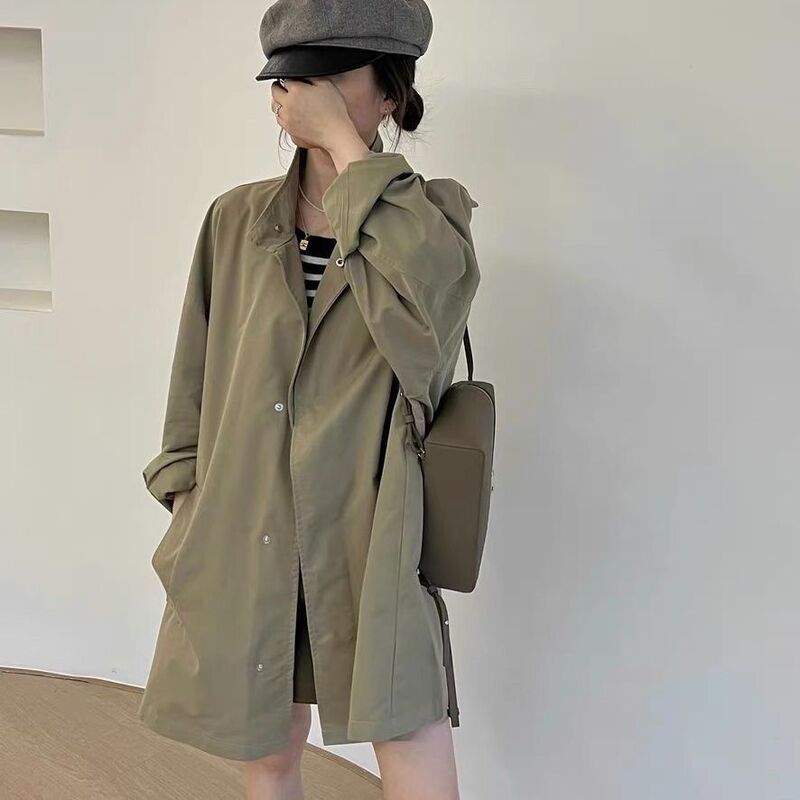 2025休闲立领中长款风衣新款欧货女装慵懒洋气宽松外套外穿简约|undefined