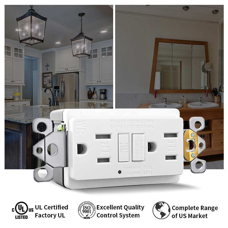 Source factory US standard GFCI household bathroom kitchen TRWR anti-miscontact weather-resistant outdoor leakage protection socket