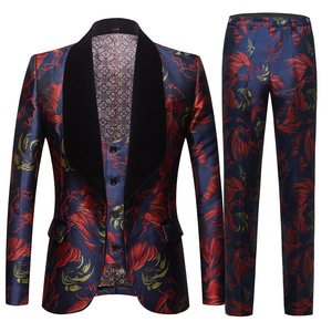 Men's jazz dance coats band singers dance jackets gig perform jackets for man British style of men three-piece animal pattern jacquard dress host stage