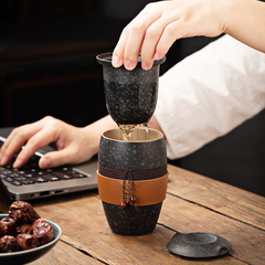 家庭用個人泡茶マグカップティーカップ創造性セラミック茶分離カップ蓋付きオフィスろ過水カップ