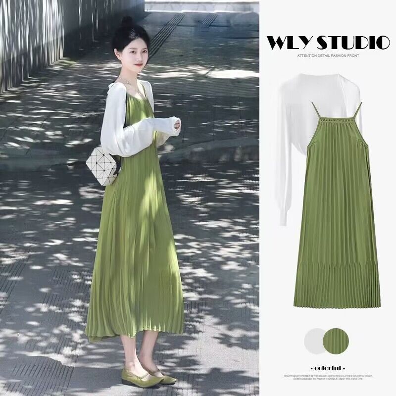 in stock Maternity Dress French Unique Super Beautiful Beautiful Temperament Long Dress Internet Celebrity Explosion Sling dress suit