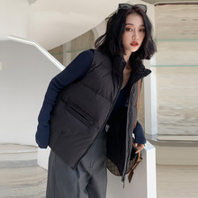 立领羽绒马甲女外穿轻便保暖设计感保暖白鸭绒背心大嘴马夹大码潮