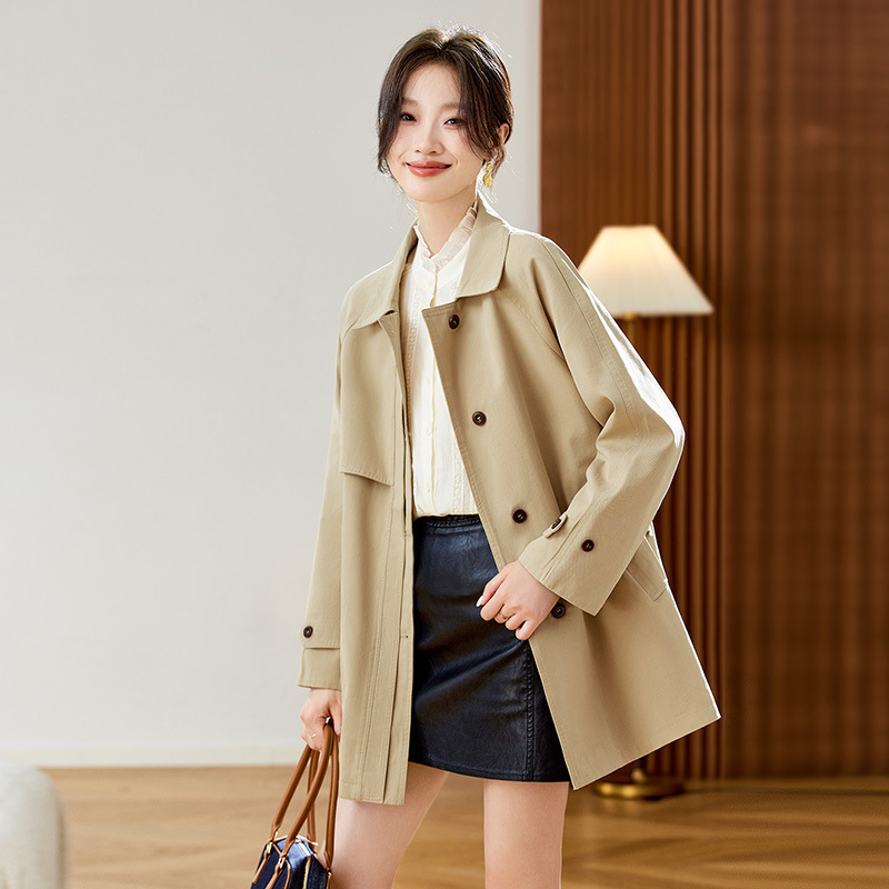 小个子翻领韩版女装2025年新款秋装气质上衣宽松慵懒百搭风衣外套|undefined