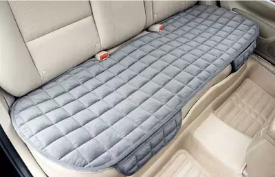 three-piece checkered plush car seat — Wool pad - gray-rear-three-seater