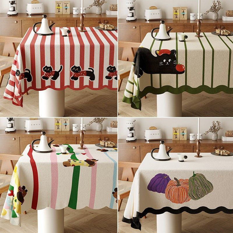 Simpatica tovaglia a cartoni animati con una sensazione di lusso leggero che induce dopamina, tovaglia rettangolare da caffè, tovaglietta resistente al calore,_voghion.com