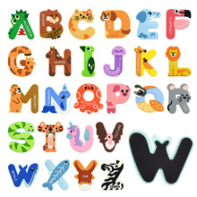 创意卡通动物系列儿童早教板磁力墙贴26个英文字母PVC软胶冰箱贴