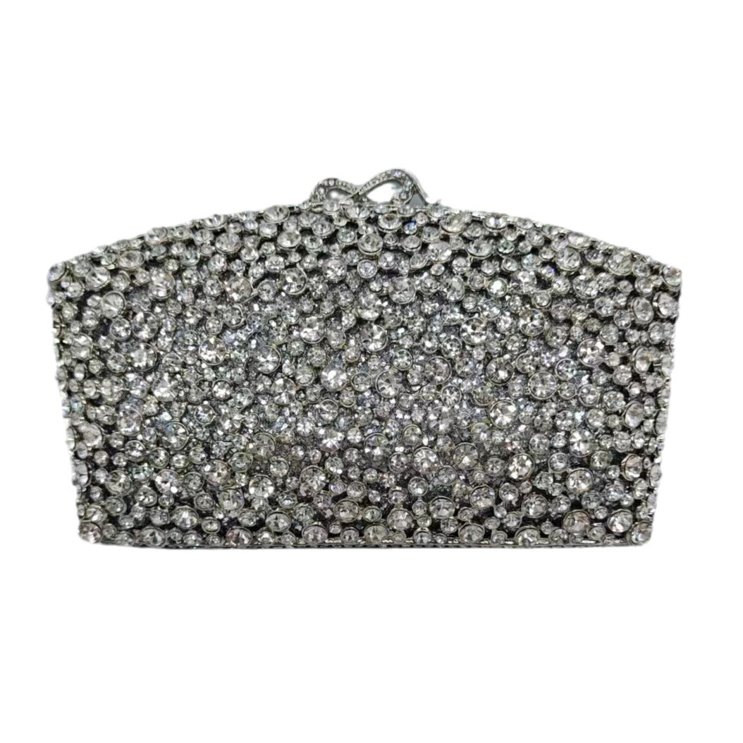 Túi clutch nữ đính đá dạ hội cao cấp kim loại rỗng — Màu xanh nước hồ, Vàng kim AB, Màu bạc, Cá tính đặt làm