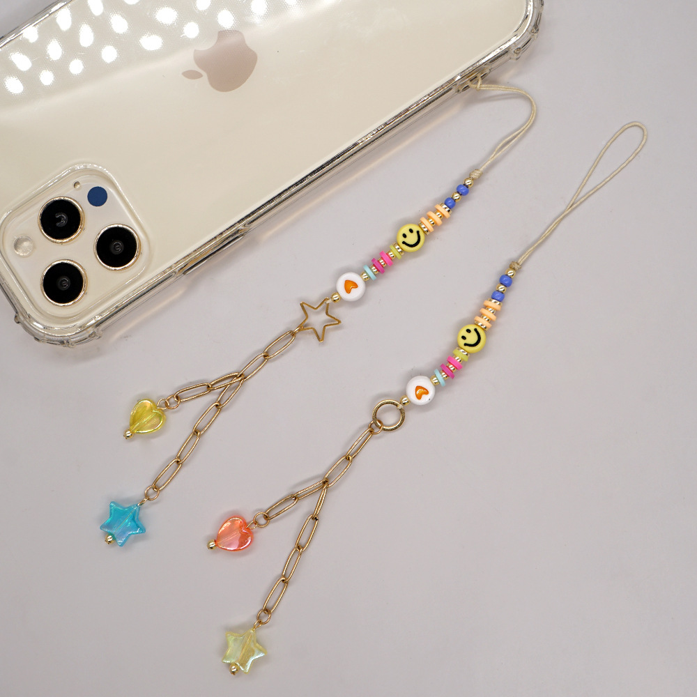 Ethnic Soft Ceramic Acrylic Heart Smiley Face Mobile Phone Chain display picture 3