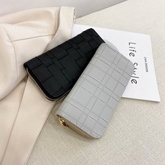 Women's Wallet 2021 New Korean Style Fashion Embossed Checkered Long Wallet Women's Casual Western Style Versatile Clutch Bag