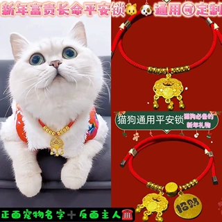 猫狗长命锁平安锁新年项圈挂件猫咪项链无声刻字防丢饰品可调节