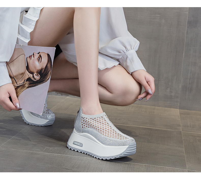 Giày sneaker nữ chunky đế dày mũi tròn lưới thoáng khí phong cách thể thao — M2839 màu xanh, M 2839m màu, M2839 màu đen, M2839 màu tím chi tiết 11