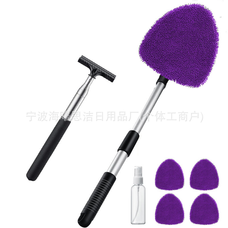 1세트(5면 텔레스코픽 스펀지 폴 + 보라색 땋은 천 커버 5개 + 스프레이 병 + 와이퍼)