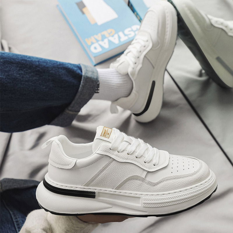 ShoeGlobe New Fashion Winter Plush Low-top Dad Trendy Versatile Thick-soled Sports Casual Men's White Shoes_voghion.com