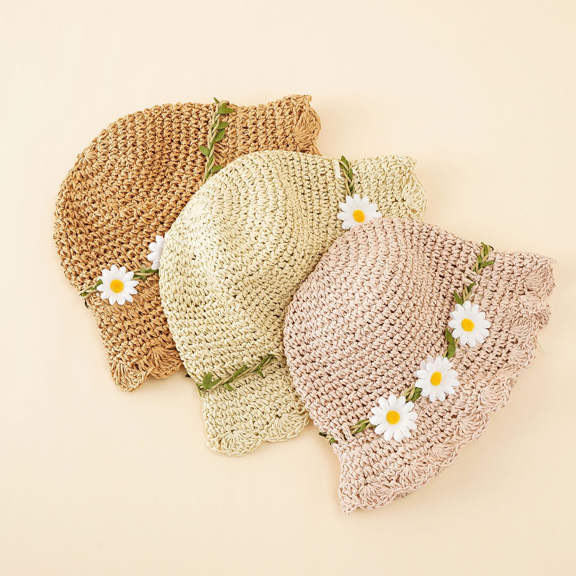 Sombrero de paja para niños sombrero de sol tejido sombrero de las niñas sombrero de Sol de protección solar de primavera y verano