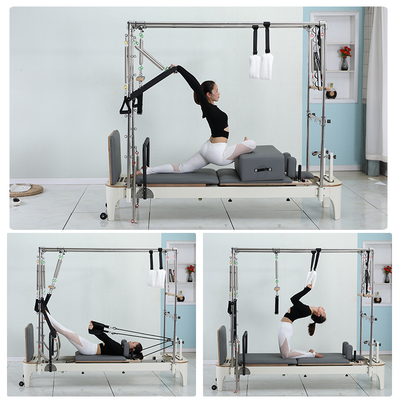 Suministro de fábrica Pilates conjunto de cinco piezas cama Cadillac equipo grande semi-elevada cama de tres en uno núcleo blanco