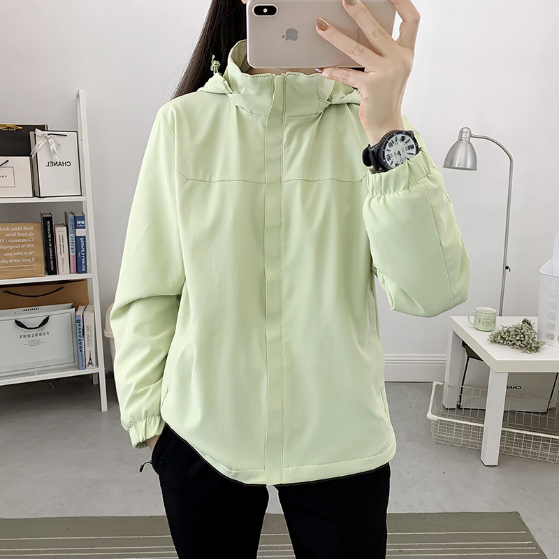 一体式加绒冲锋衣款式外套女秋冬防风保暖加厚开衫上衣休闲运动服