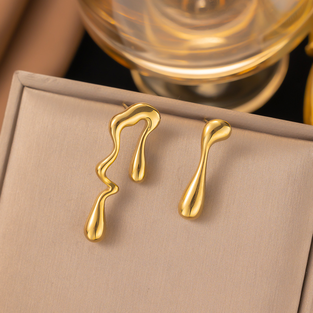 Steel Color Asymmetric Earrings
