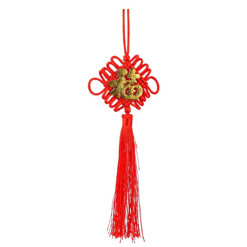 Nudo chino borla pequeño colgante Año Nuevo bendición cubo decoración colgante oreja roja pequeña linterna de Año Nuevo flor Bonsai colgante ornamento