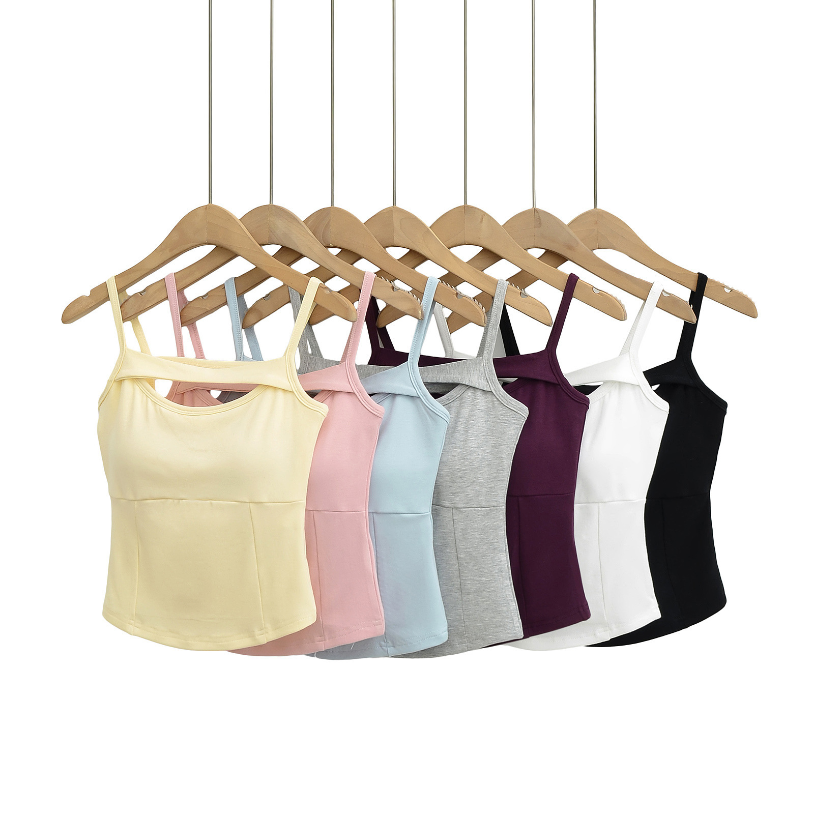 25 New Summer Styles for Women, European and American Style Sexy Sexy Pure Lust Short Navel-Baring Chest Pad Front Cut Out Camisole