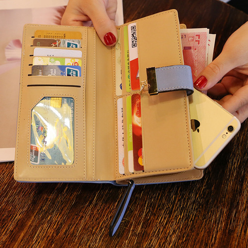  New Women's Wallet Sweet and Graceful PU Leather Horizontal Zipper Women's Medium-Long Length Leaf Embossed Coin Purse