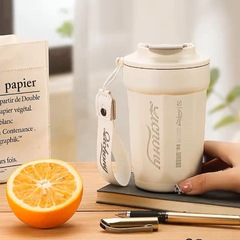 Instagram-worthy coffee mug: High-end 316 food-grade stainless steel thermos, perfect for outdoor use, car travel, and on-the-go with a convenient carry handle.