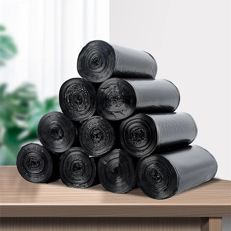 Black handheld capacious garbage bag