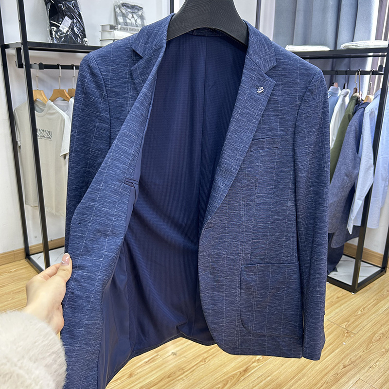 Foreign trade cut label men's clothing-slim handsome men's flat barge collar casual suit spring single-breasted western jacket