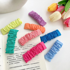 日韓かわいい甘いキャンディー色のしわヘアピンinsネット赤布芸bbクリップ側劉海クリップ頭飾り女