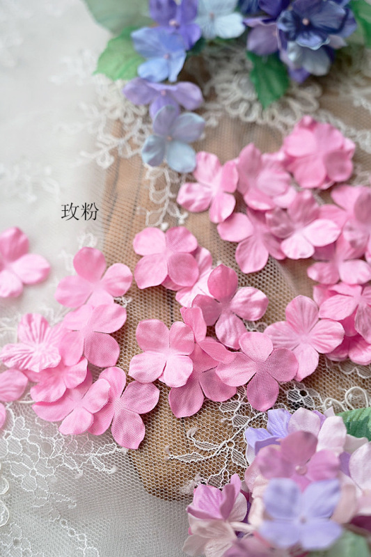 B6 ホットフラワー造花サテン立体プリーツフラワーアクセサリー DIY 手作りベビー服花材アジサイの花びら|undefined