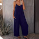 2024 Cross-border Foreign Trade Amazon Summer Hot Selling Explosions Casual Fashion Temperament Solid Color Sling Jumpsuit Ladies