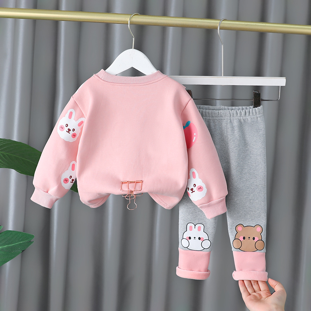 Completo in pile cartoon per bambina set invernale due pezzi_voghion.com