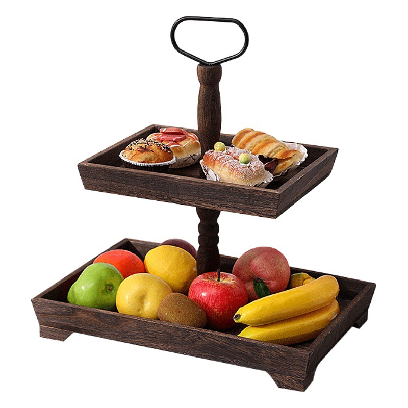 Exhibidor de Madera Maciza para Postres y Frutas image 1