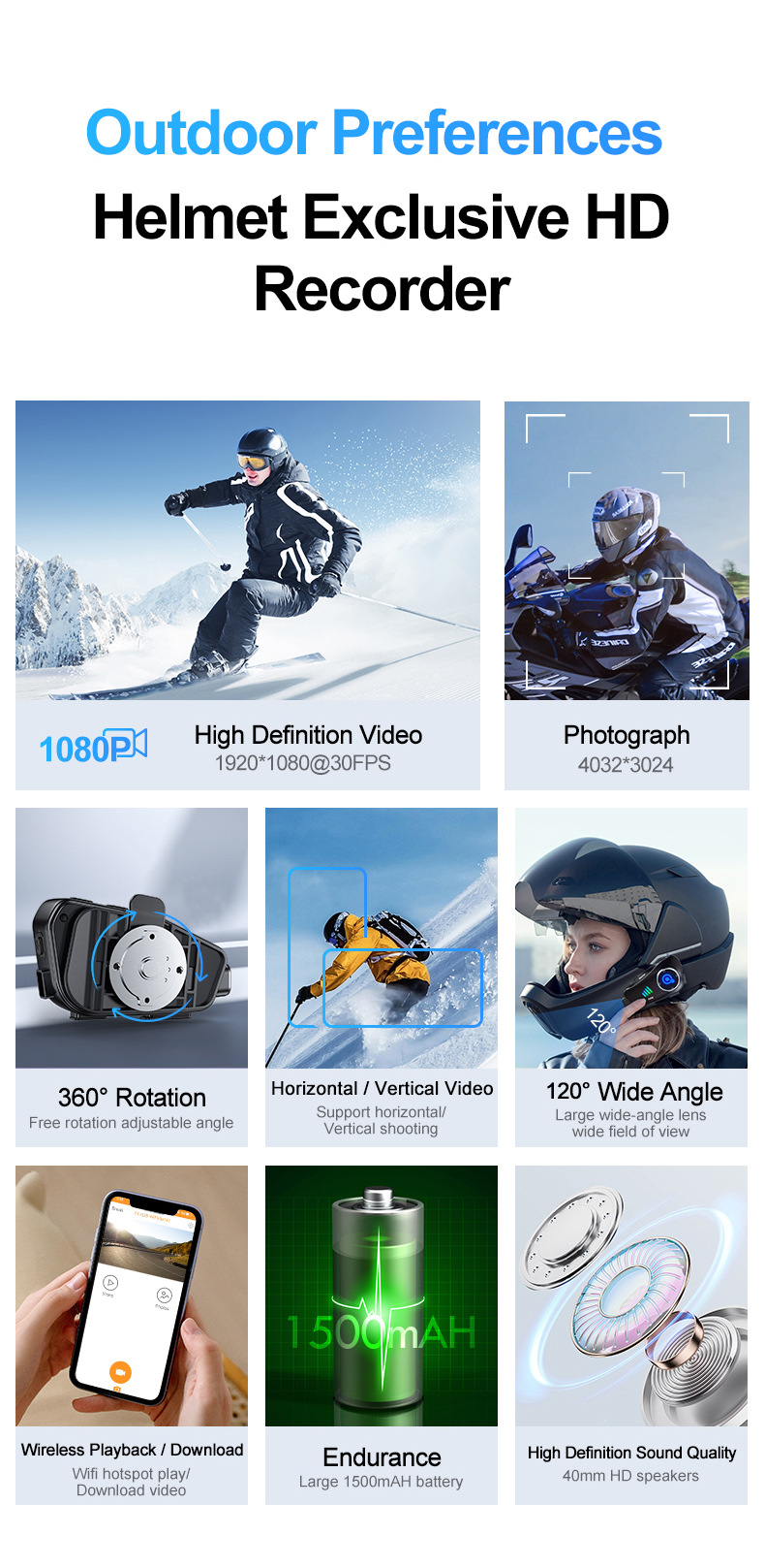 Q28 Helmet Bluetooth Headset Driving Recorder High-Definition Waterproof Motorcycle Helmet Headset Driving Recording Device