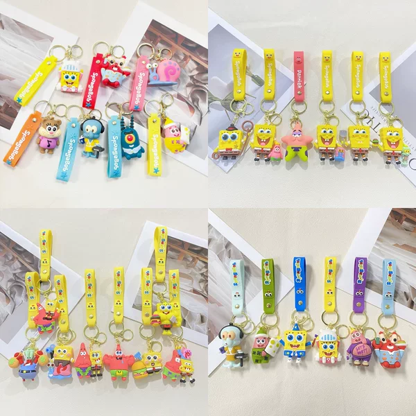 Cross-Border Anime Cartoon Spongebob Keychain Patrick Star Squidward Doll Cute Bag Pendant Accessory