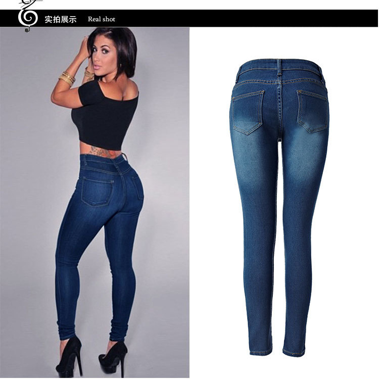 Suministro transfronterizo nuevo deseo AliExpress Ebay europeos y americanos populares cintura alta estiramiento Delgado lápiz Pantalones