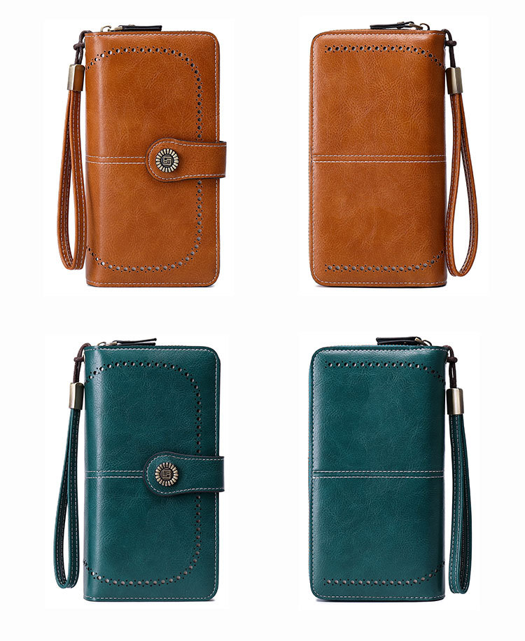 202g Weight Polyester Lining Material Buckle Closure Type Long Wallets Bags Type 1 Piece Quantity Daily Occasion Pu Leather Material RFID Function Solid Color Pattern All Seasons Season Women's Gender Hollow Out Design Retro, Simple Style Style Square Shape Women's Solid Color Pu Leather Buckle Wallets