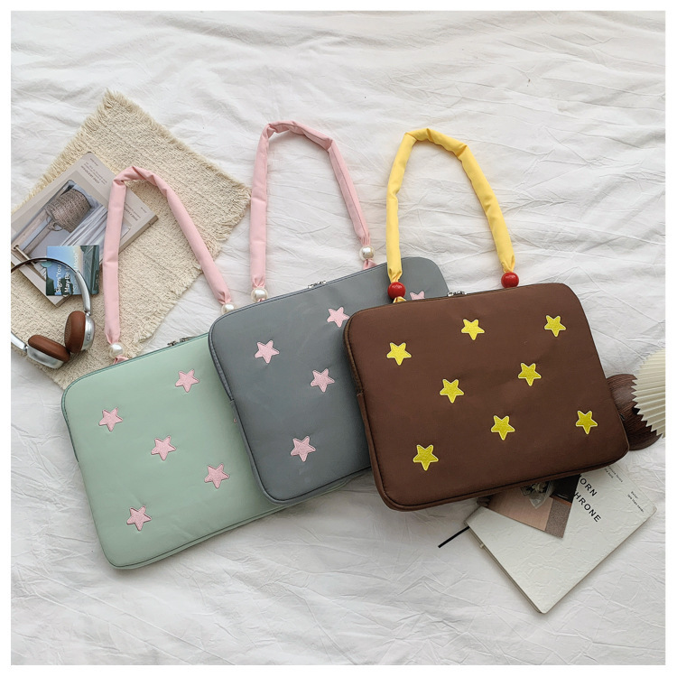 Korean-style minimalist 14inch laptop bag with star embroidery, storage bag, protective cover, shoulder bag, tablet sleeve bag Korean-style minimalist 14inch laptop bag with star embroidery, storage bag, protective cover, shoulder bag, tablet sleeve bag