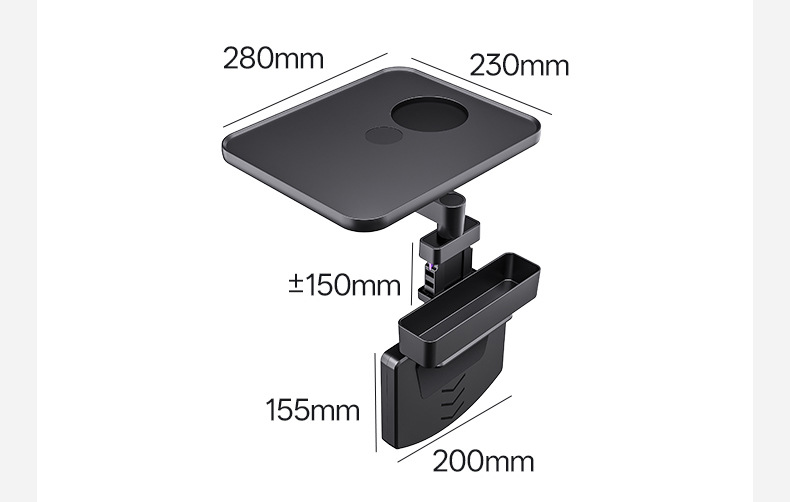 Multifunctional Car Table 360 ° Rotating and expandable floating dining tray for car's driver and passenger side cup holders and dining table