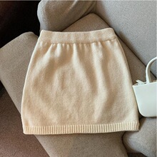日韩系复古简约松紧腰毛线针织短裙女春夏外穿百搭显瘦包臀半身裙